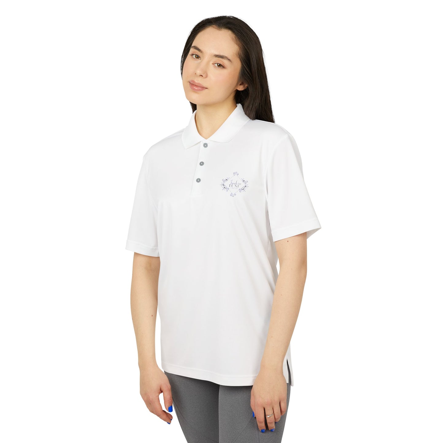 Polo Shirt Isadora Luxe Events Design - White Shirt, Black Logo