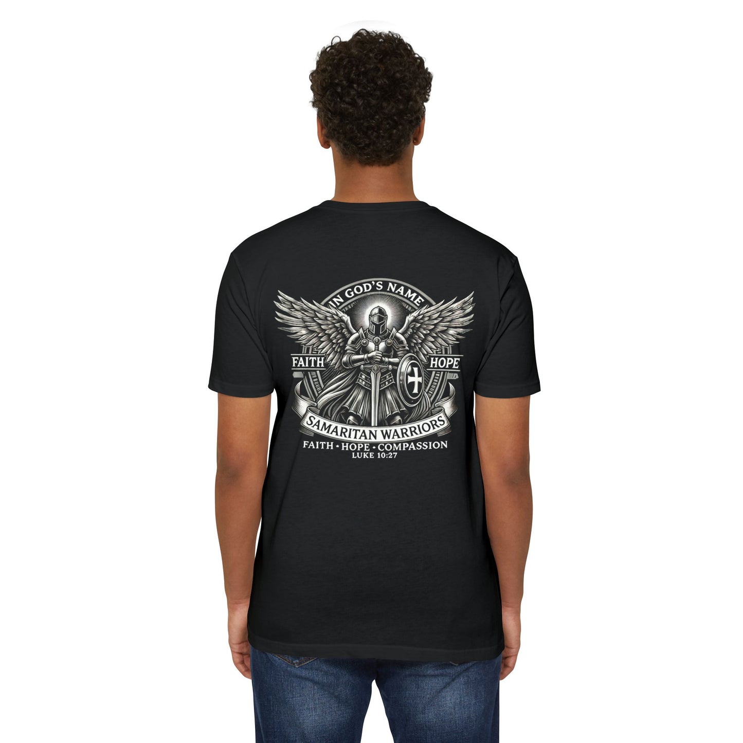 I Am A Warrior - Samaritan Warrior T-shirt - Angel in Back - Demo1