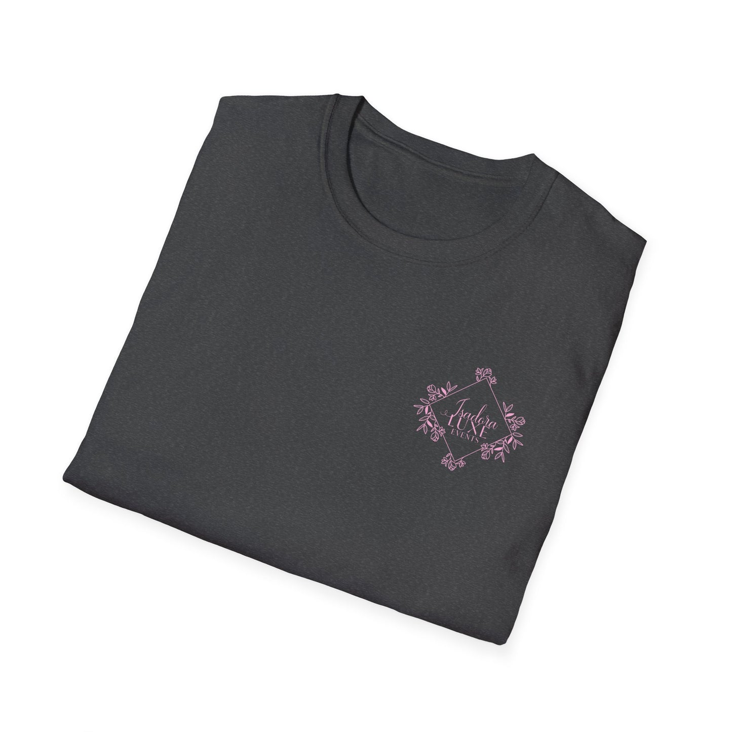 Isadora Luxe Events Unisex T-Shirt - White Shirt - Pink Logo