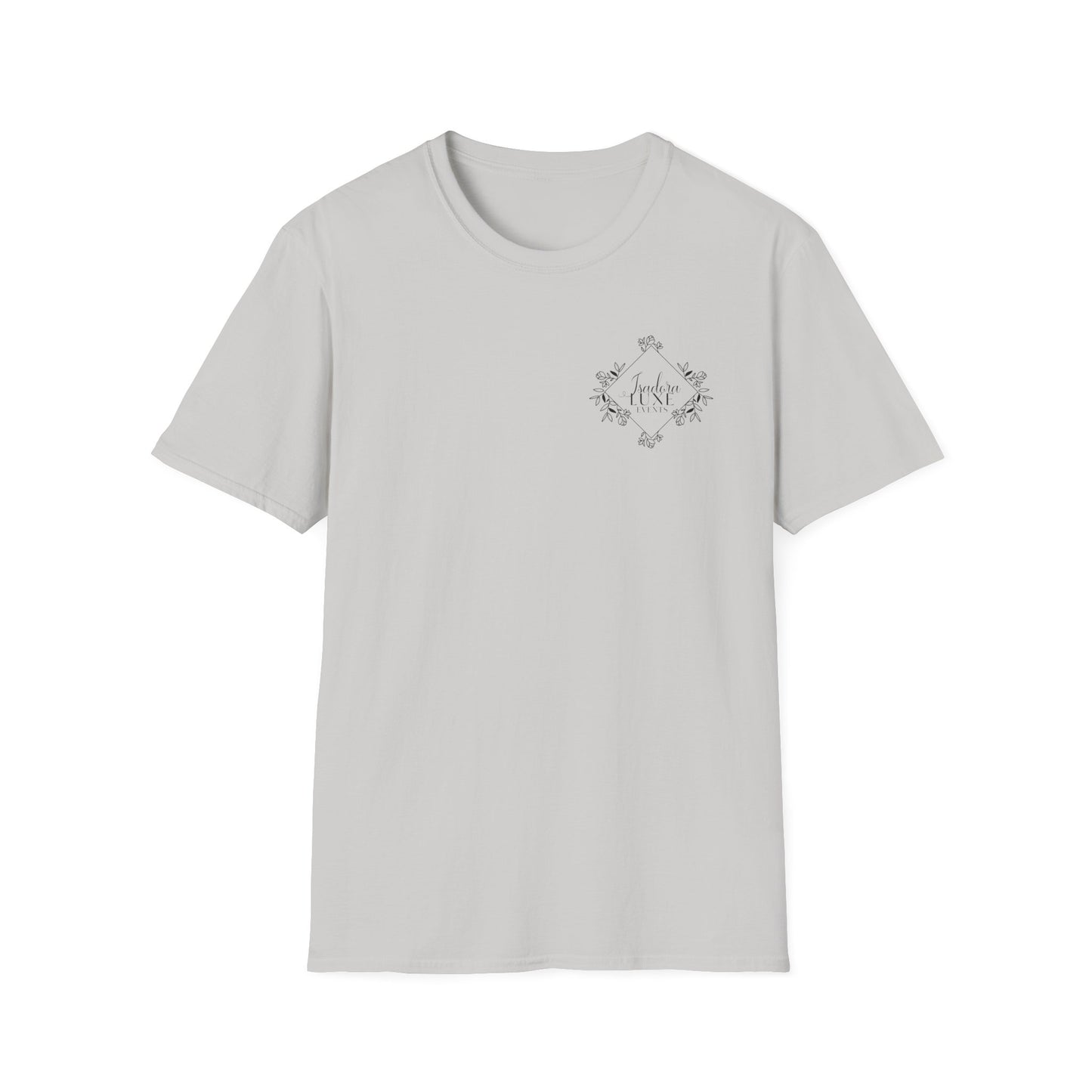 Isadora Luxe Events Unisex T-Shirt - White Shirt - Pink Logo