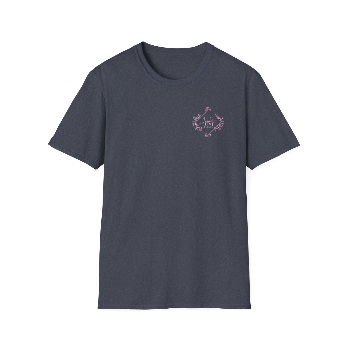 Isadora Luxe Events Unisex T-Shirt - White Shirt - Pink Logo