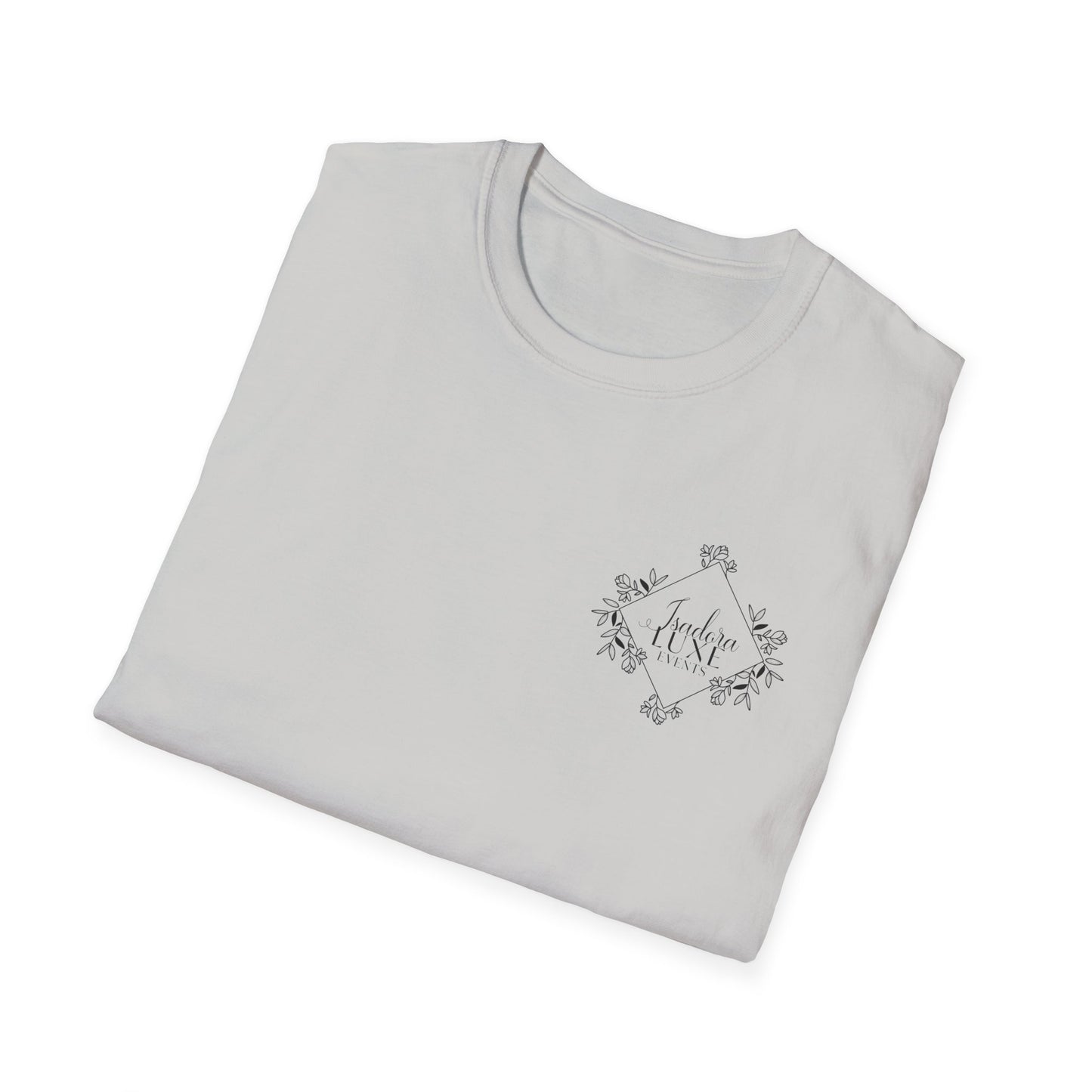 Isadora Luxe Events Unisex T-Shirt - White Shirt - Pink Logo