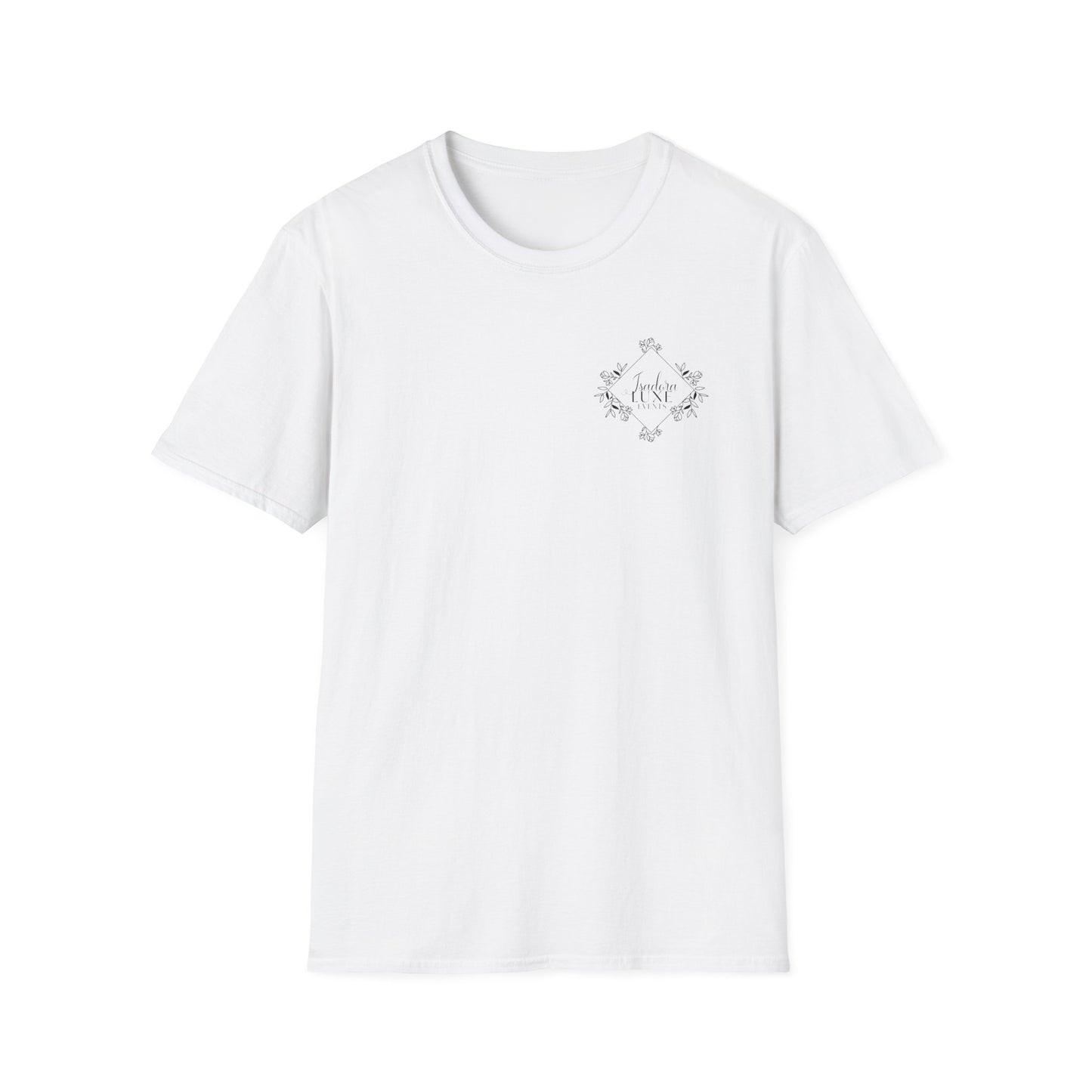 Isadora Luxe Events Unisex T-Shirt - White Shirt, Black Logo