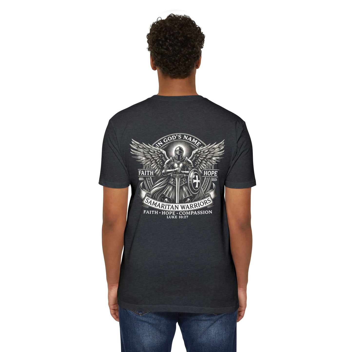 I AM A WARRIOR - Samaritan Warrior T-shirt - Angel in Back - Demo3