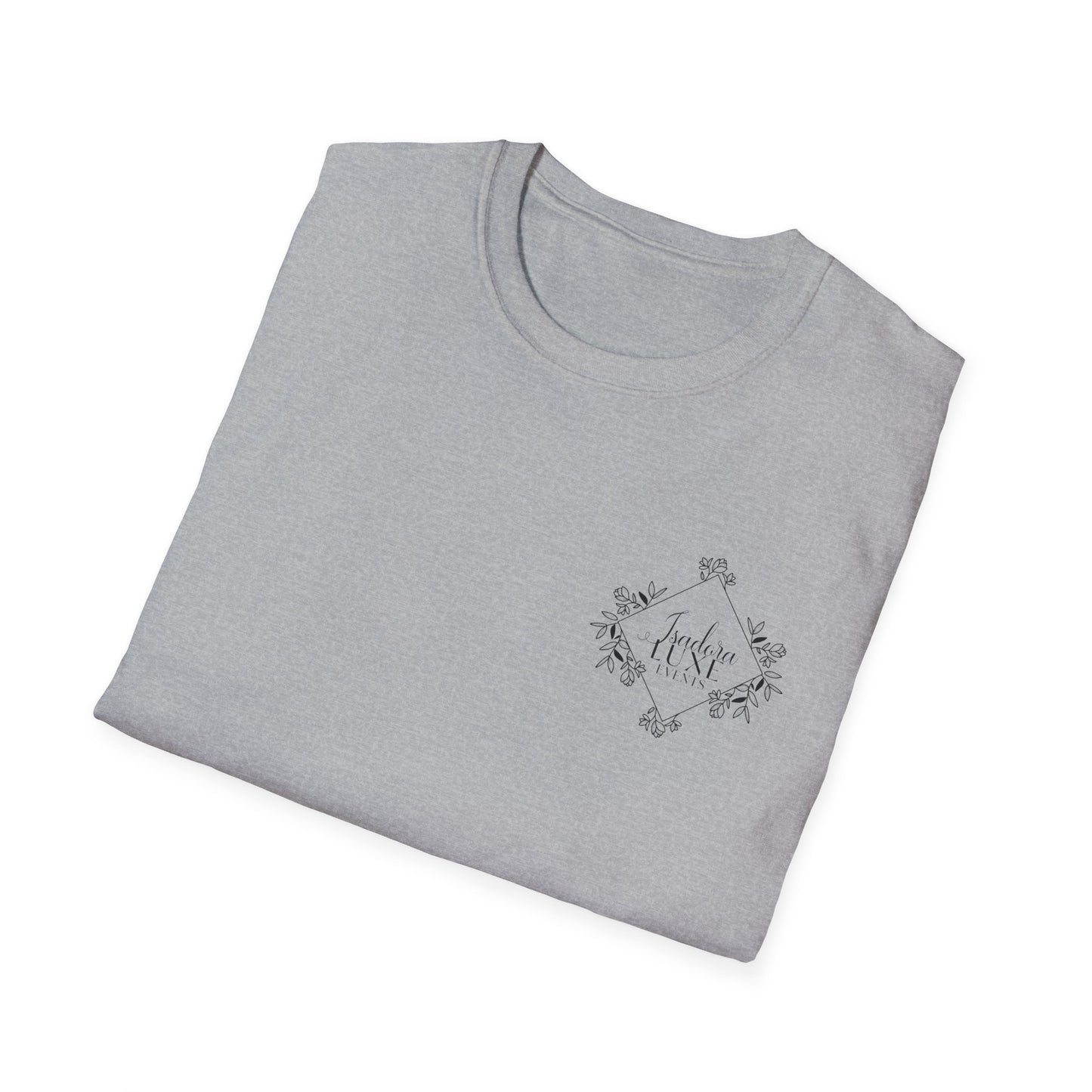 Isadora Luxe Events Unisex T-Shirt - White Shirt - Pink Logo