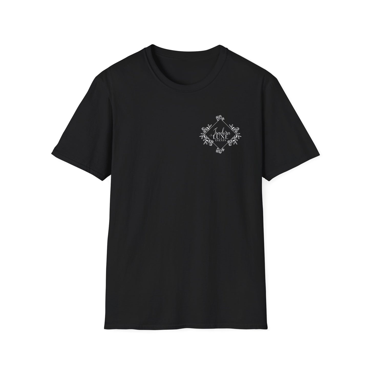 Isadora Luxe Events Unisex T-Shirt - Black Shirt, WhiteLogo