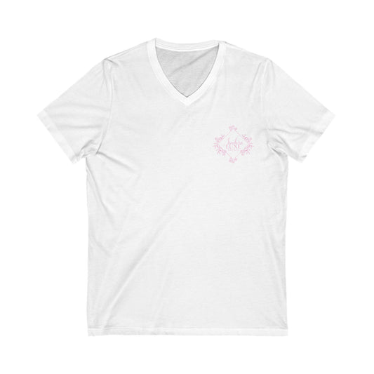 Elegant Floral V-Neck Tee for Event Planners | Custom Design