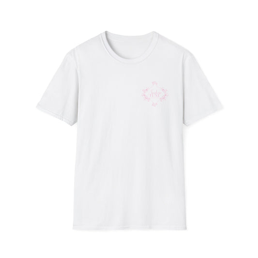 Isadora Luxe Events Unisex T-Shirt - White Shirt - Pink Logo