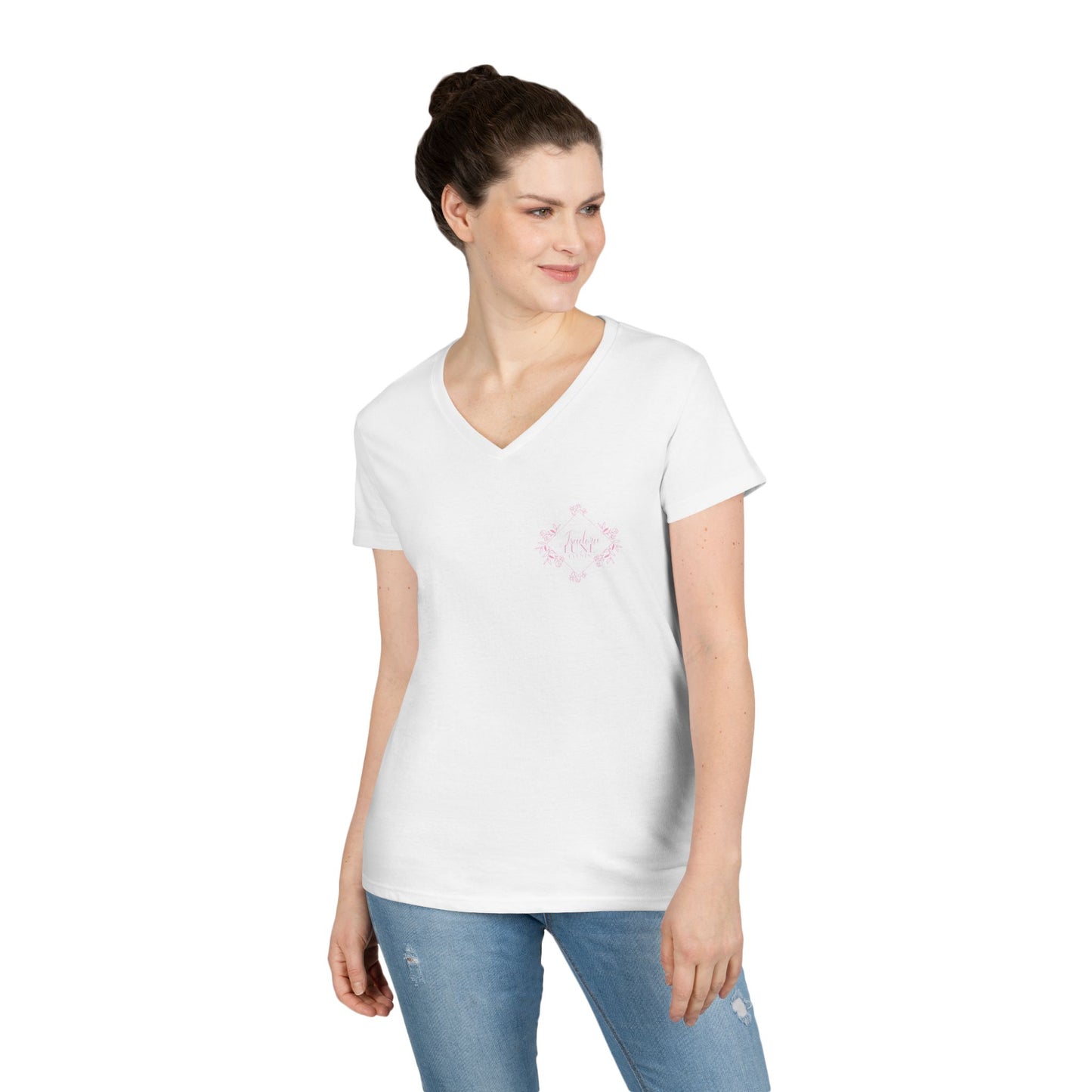 Elegant Floral V-Neck T-Shirt for Women - Perfect for Spring Celebrations